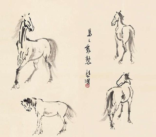 徐悲鸿画马技法，徐悲鸿马画法图（第一次看徐悲鸿画马的过程）