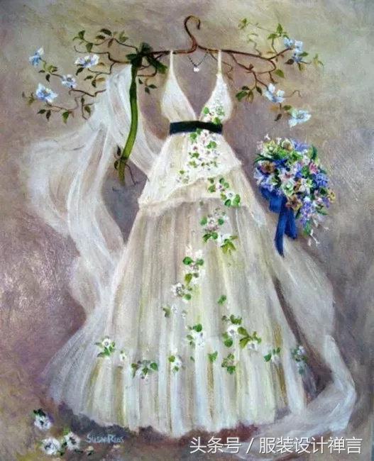 手绘婚纱裙子的简笔画，婚纱裙简笔画 简单漂亮（婚纱手绘技法16种服装设计手绘教程）