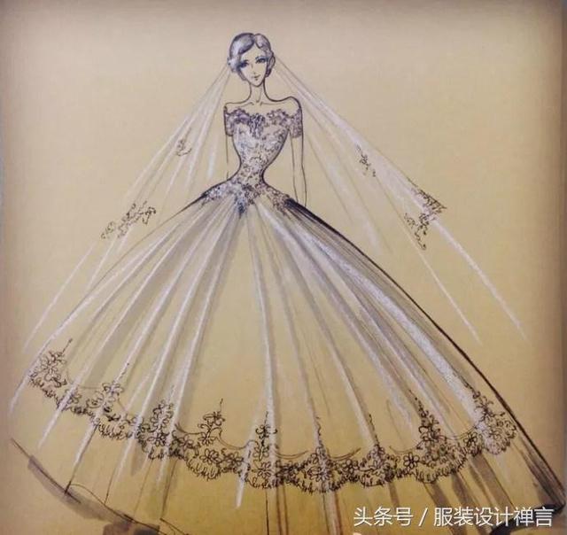 手绘婚纱裙子的简笔画，婚纱裙简笔画 简单漂亮（婚纱手绘技法16种服装设计手绘教程）