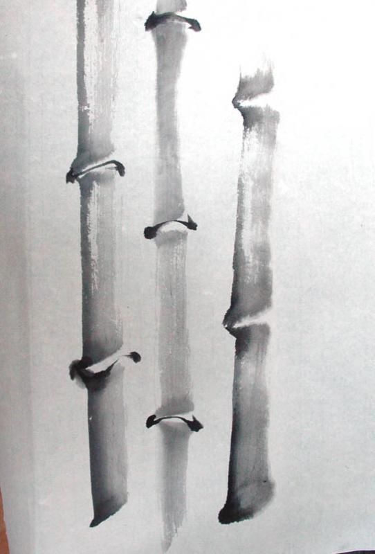 随手画竹的画法，竹画简单易学（水墨画竹——画竹枝法、画杆法）