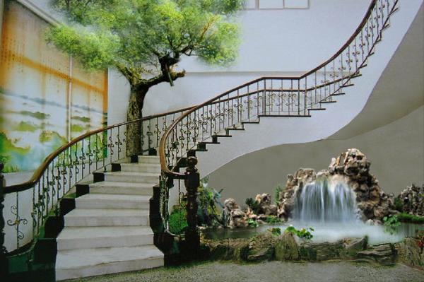 楼梯下水景效果图图片