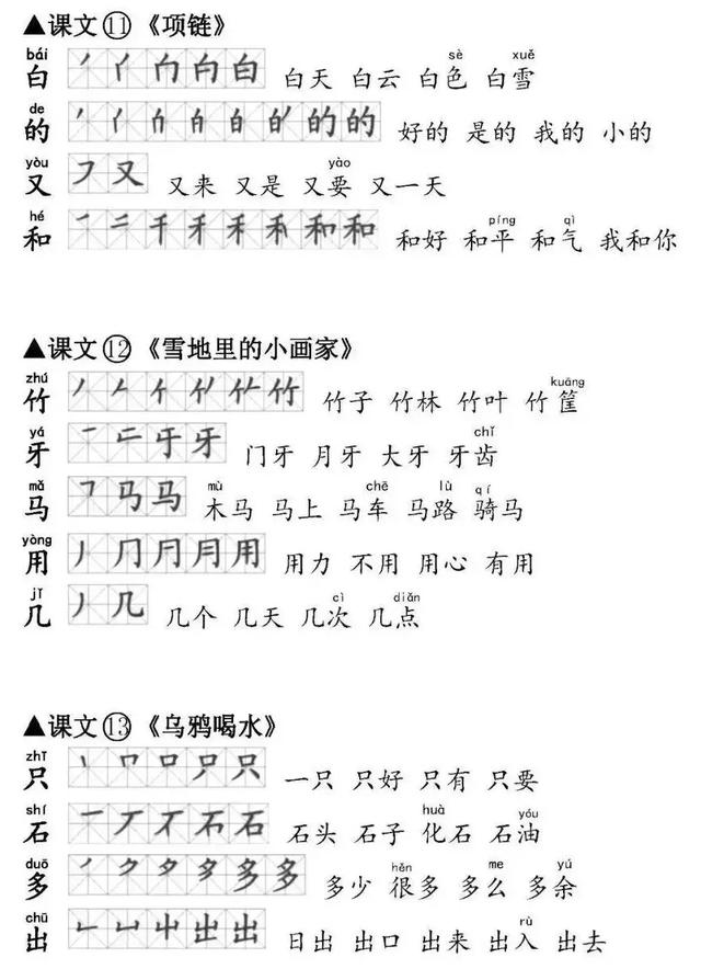 一年级上册生字表组词，部编版一年级语文上册生字表组词（一年级语文上册生字笔顺、组词）