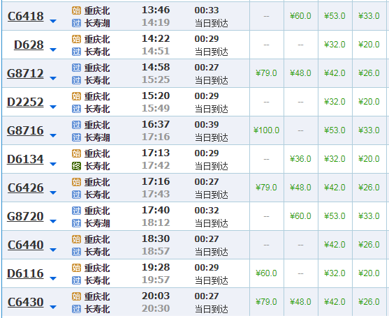 重庆各火车站停靠车次排行，重庆主城到各区县的火车、高铁车次及时刻表