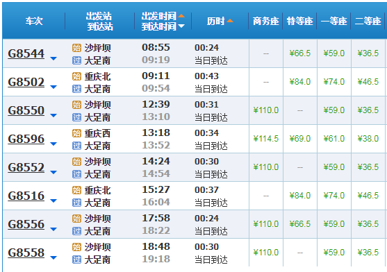 重庆各火车站停靠车次排行，重庆主城到各区县的火车、高铁车次及时刻表