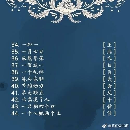 晚间字谜汇总大全，190期晚间字谜汇总大全（100个字谜和谜底）