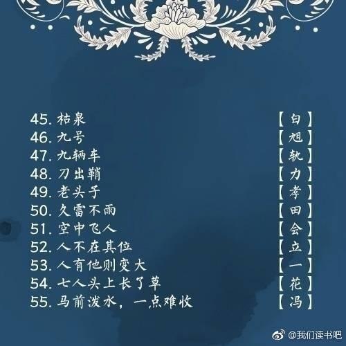 晚间字谜汇总大全，190期晚间字谜汇总大全（100个字谜和谜底）