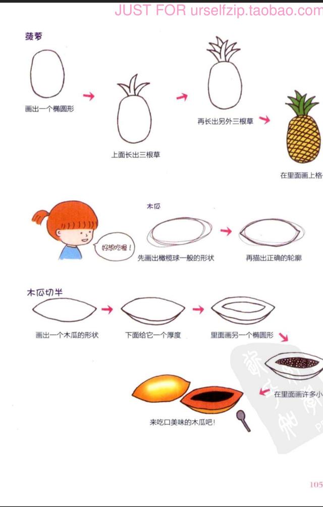 蔬菜水果简笔画，50种蔬菜简笔画带颜色 蔬菜水果（简笔画水果蔬菜教程）