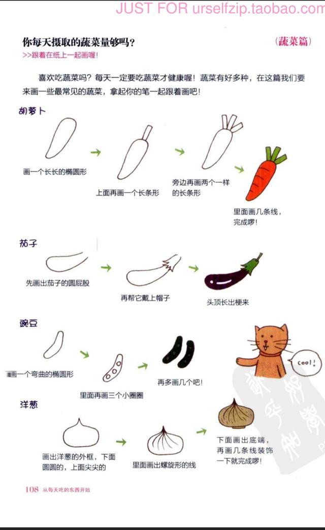 蔬菜水果简笔画，50种蔬菜简笔画带颜色 蔬菜水果（简笔画水果蔬菜教程）