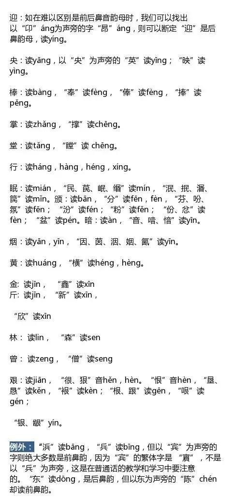 小学一二年级学习拼音得分清楚前鼻音后鼻音！