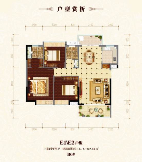 风水最好的三房户型图，风水好的三房户型图（这种户型方正、南北通透才是首选）