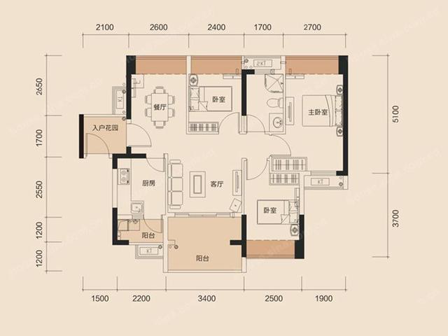 风水最好的三房户型图，风水好的三房户型图（这种户型方正、南北通透才是首选）