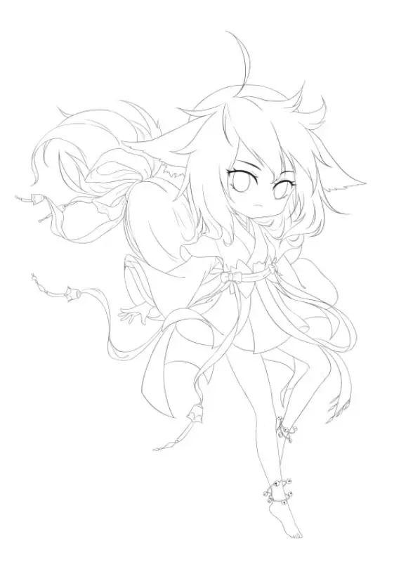 sai怎么改变线稿的颜色（涂山红红Q版上色教程）