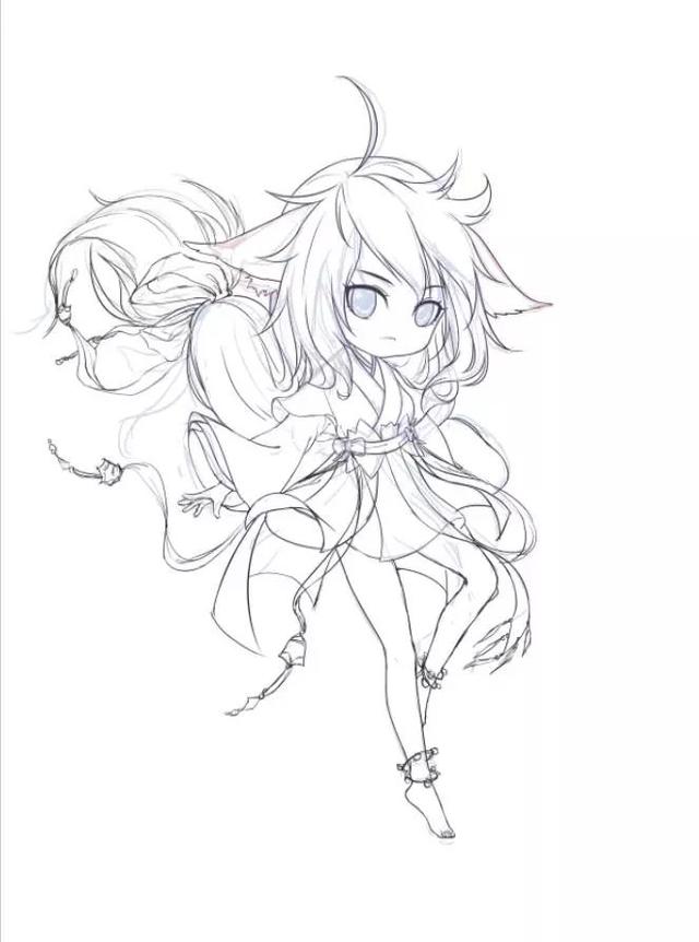 sai怎么改变线稿的颜色（涂山红红Q版上色教程）