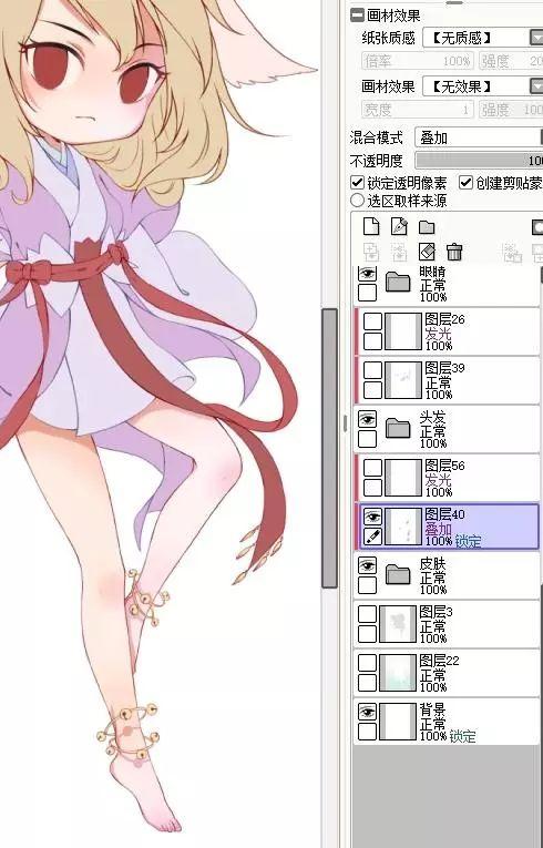 sai怎么改变线稿的颜色（涂山红红Q版上色教程）