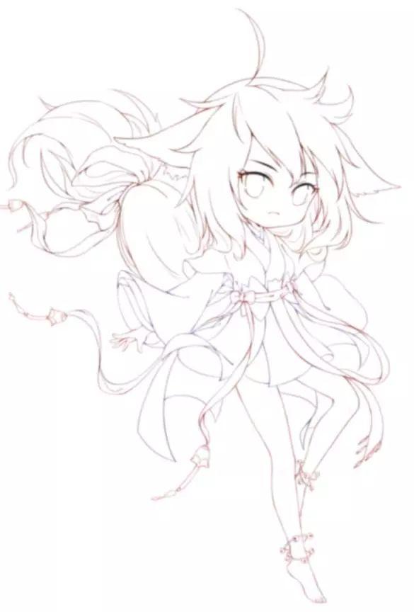 sai怎么改变线稿的颜色（涂山红红Q版上色教程）