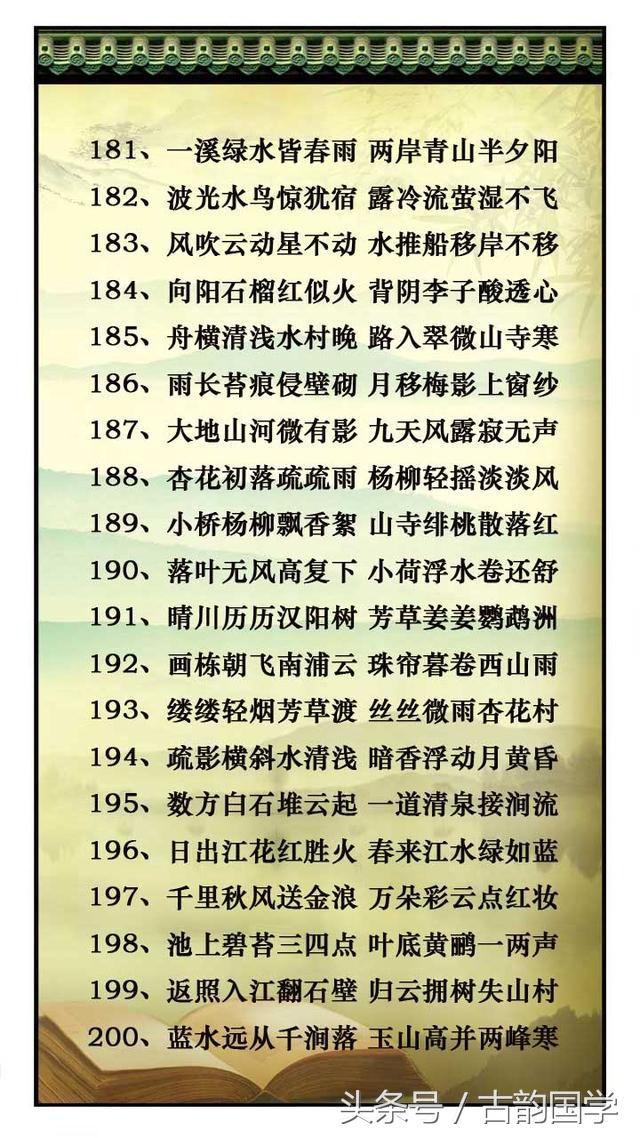 对偶的诗句，过故人庄运用对偶的诗句（国学萃取366句-史上最全写景状物对偶诗句-背一背-信手捏来即文章）