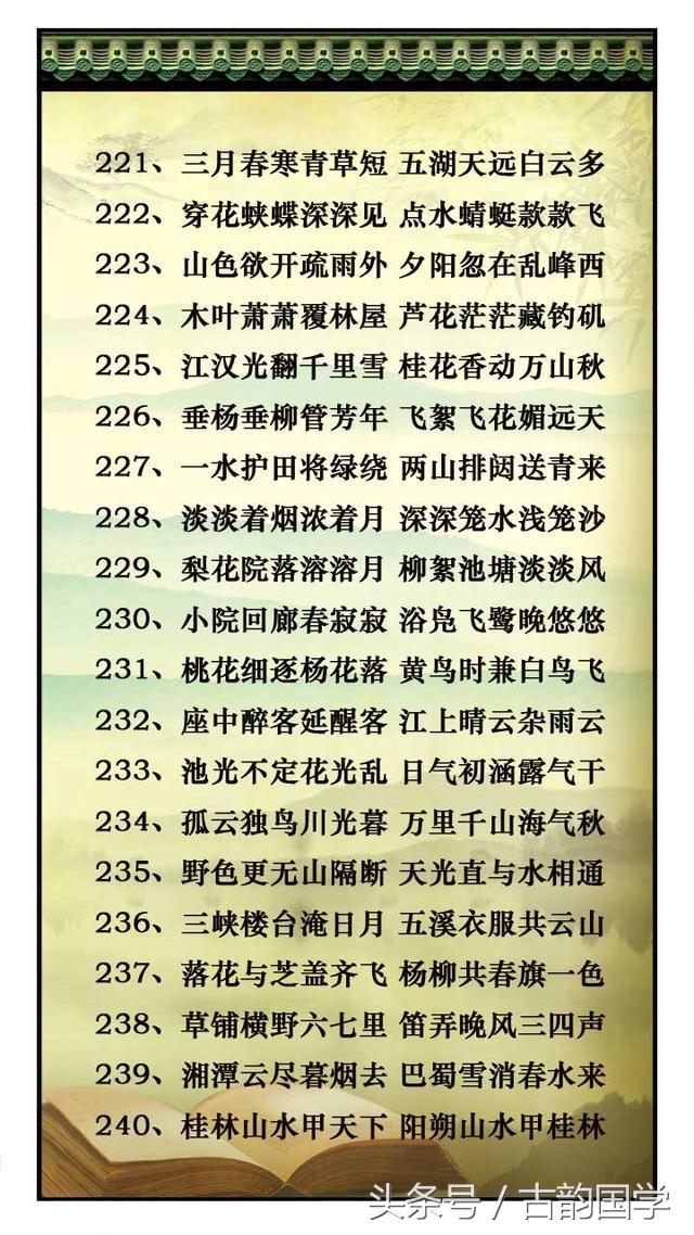 对偶的诗句，过故人庄运用对偶的诗句（国学萃取366句-史上最全写景状物对偶诗句-背一背-信手捏来即文章）