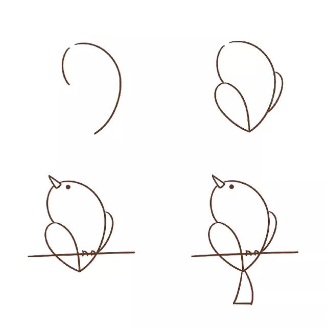 会飞小鸟怎么画简单又好看，9种小鸟简笔画的画法