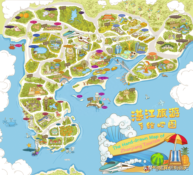 湛江旅游手绘地图