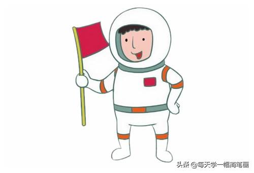 太空宇航员怎么画简单真实，每天学一幅简笔画--宇航员简笔画的画法步骤教程