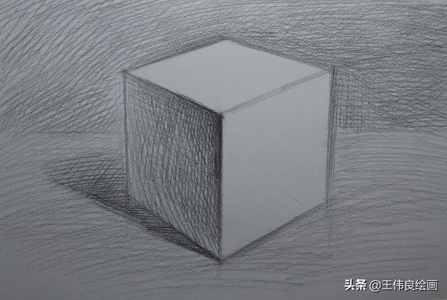 素描正方体步骤图片画法，素描几何体正方体画法步骤图（正方体素描步骤图）