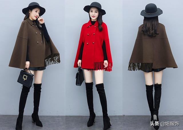 斗篷衣服怎么搭配，斗篷衣服怎么搭配穿着图片（配上短裤+过膝长筒靴）