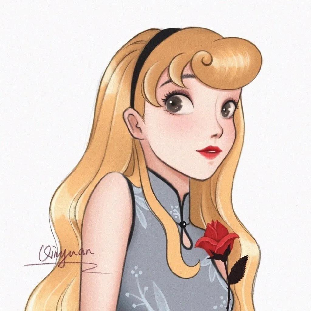 莫稚♡ 花木兰头像微信，莫稚♡ 花木兰头像（<迪士尼公主与花木兰>手绘）