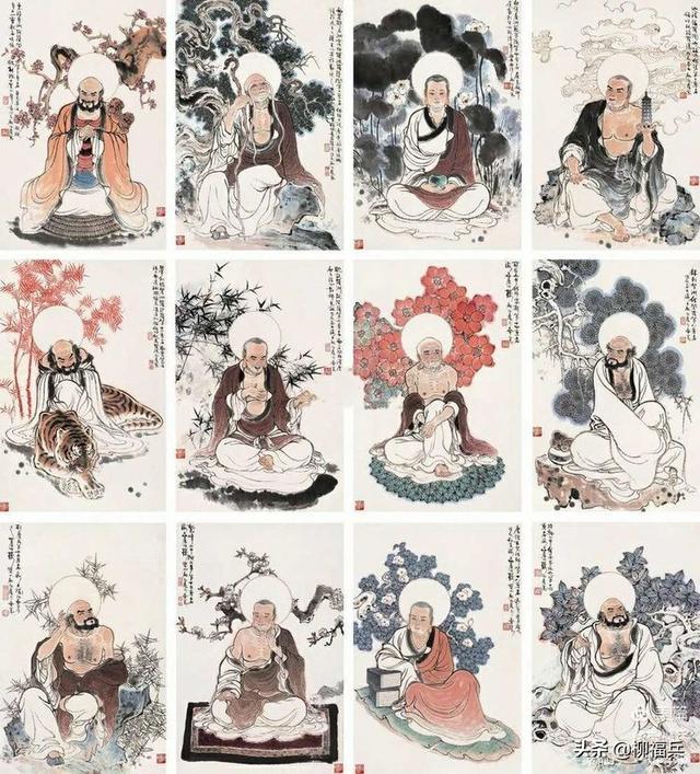 十八罗汉排名及顺序及图片，十八罗汉排名及顺序（名家人物画《十八罗汉图》欣赏）
