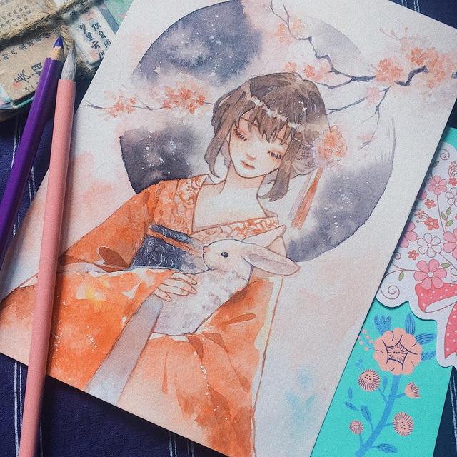 水彩画古风人物教程，水彩画人物教程（这样的水彩好想画）