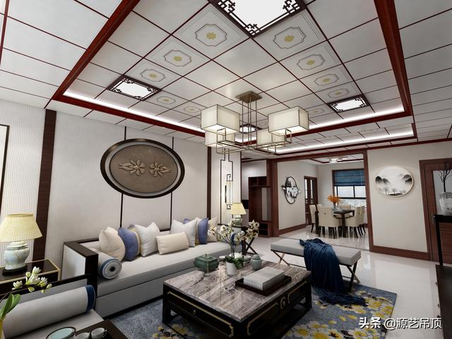 简单铝扣板吊顶客厅，铝扣板客厅吊顶装修效果图（大厅铝扣板吊顶效果图这样装）