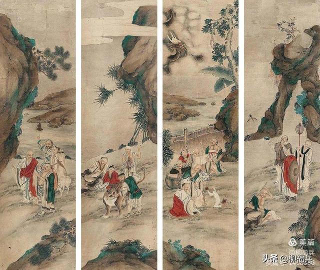 十八罗汉排名及顺序及图片，十八罗汉排名及顺序（名家人物画《十八罗汉图》欣赏）