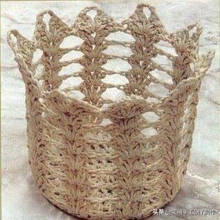 用编织带编篮子教程，竹编小篮子教程（用钩针编织的收纳篮子）