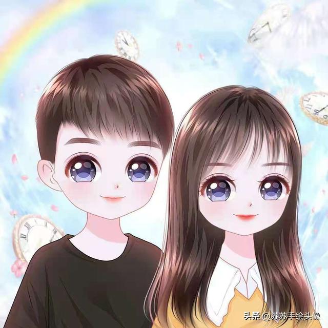 2018最新的卡通情侣图片一左一右  我喜欢你就像爱自己，情侣卡通图片超萌一对一左一右（欢快可爱的卡通情侣头像）