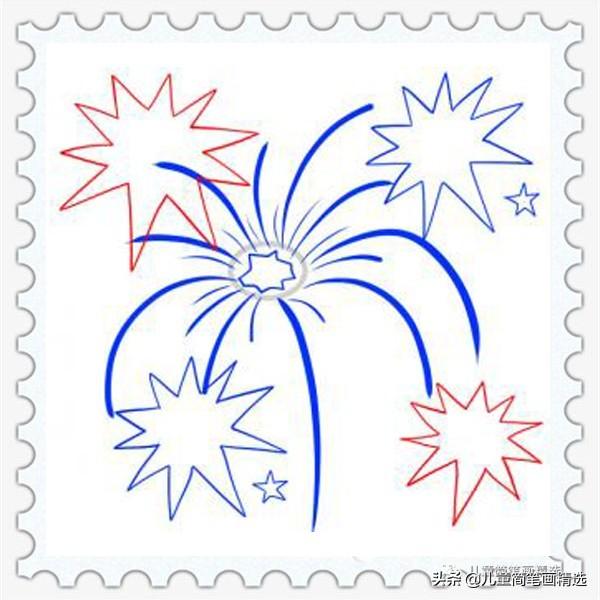烟花简笔画，烟花简笔画黑白（<Fireworks>的绘画步骤）