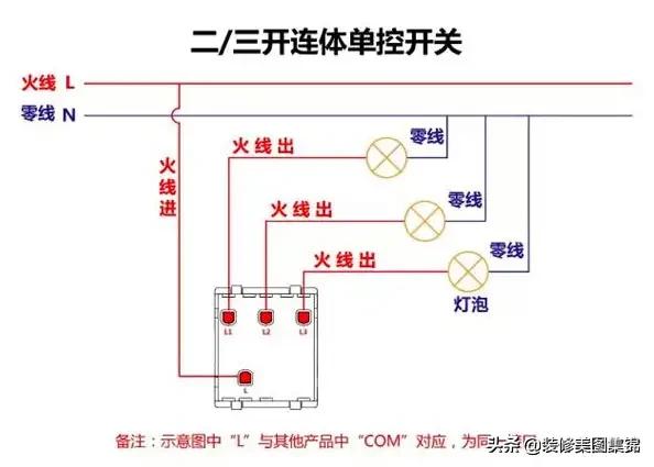 一开多控实际接线，一开单控、双控、多控开关接线图