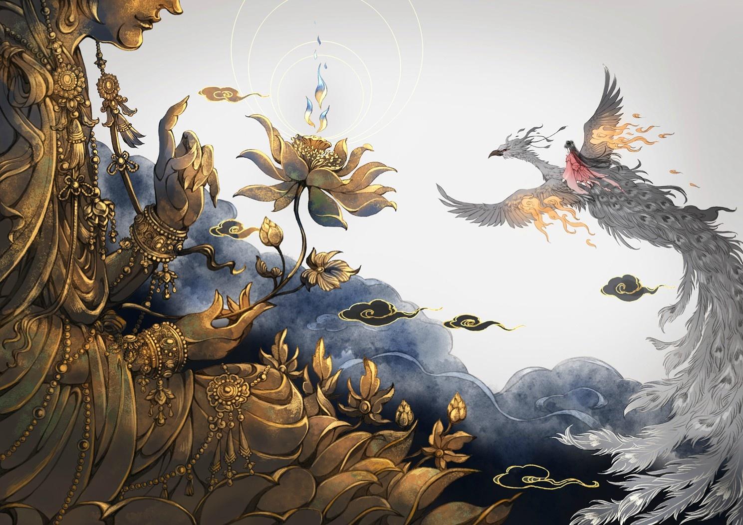 古戈力插画作品分享《狐狸娶亲》封面插画师塑造古风插画艺术经典