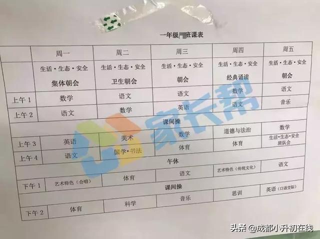 成都市实验小学课程时间表，不同学校的课程相差这么大