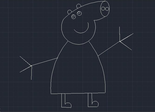 cad小猪佩奇怎么画，小猪佩奇用CAD怎么画（6个步骤掌握小猪佩奇cad画法）