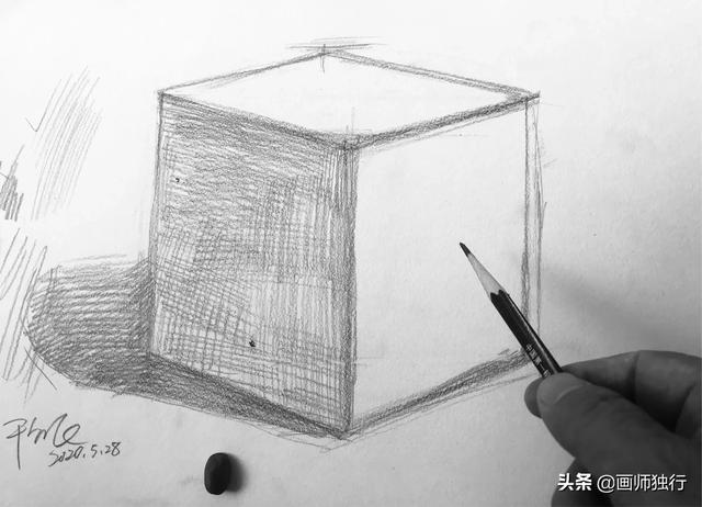 素描立方体入门基础画法，从最基础的石膏立方体开始画起