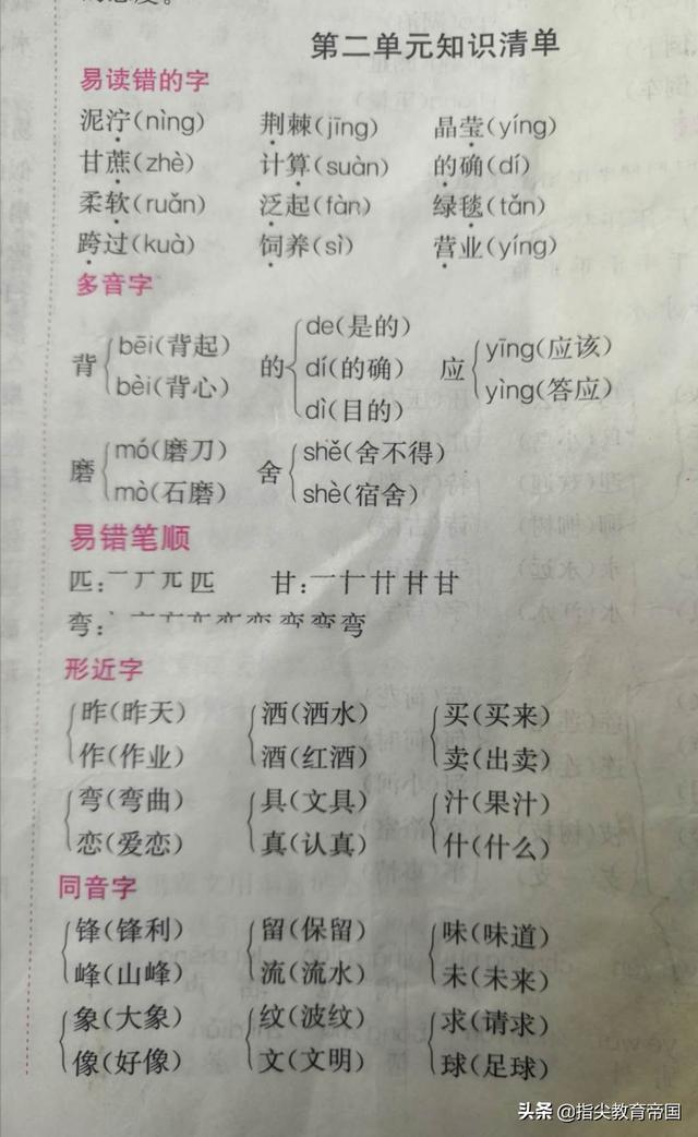 什么汗滴填空二年级，什么汗滴（一张知识清单+易错点+重点题型＝考试好成绩）