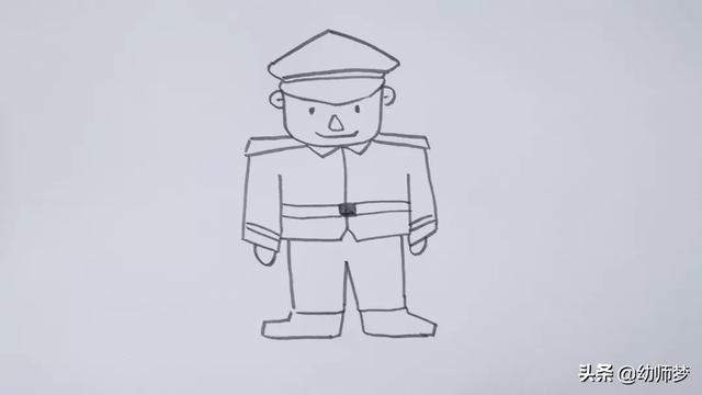 中国士兵怎么画，一分钟简笔画-跟我一起画军人（简笔画：画一位高大威猛的军人）