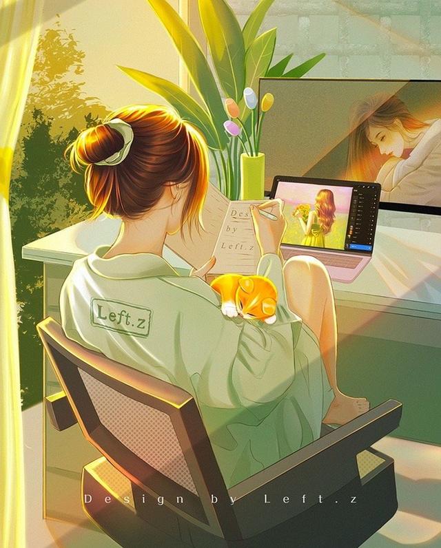 情侣头像一人一张，鱼头:超级好看的情侣头像，一人一张微信（绝美光影插画头像<2>）