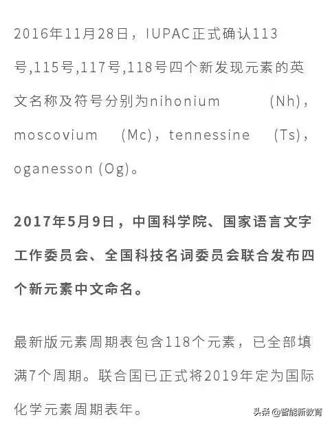 最新元素周期表，最新的元素周期表顺口溜大全（初中化学最新版元素周期表）