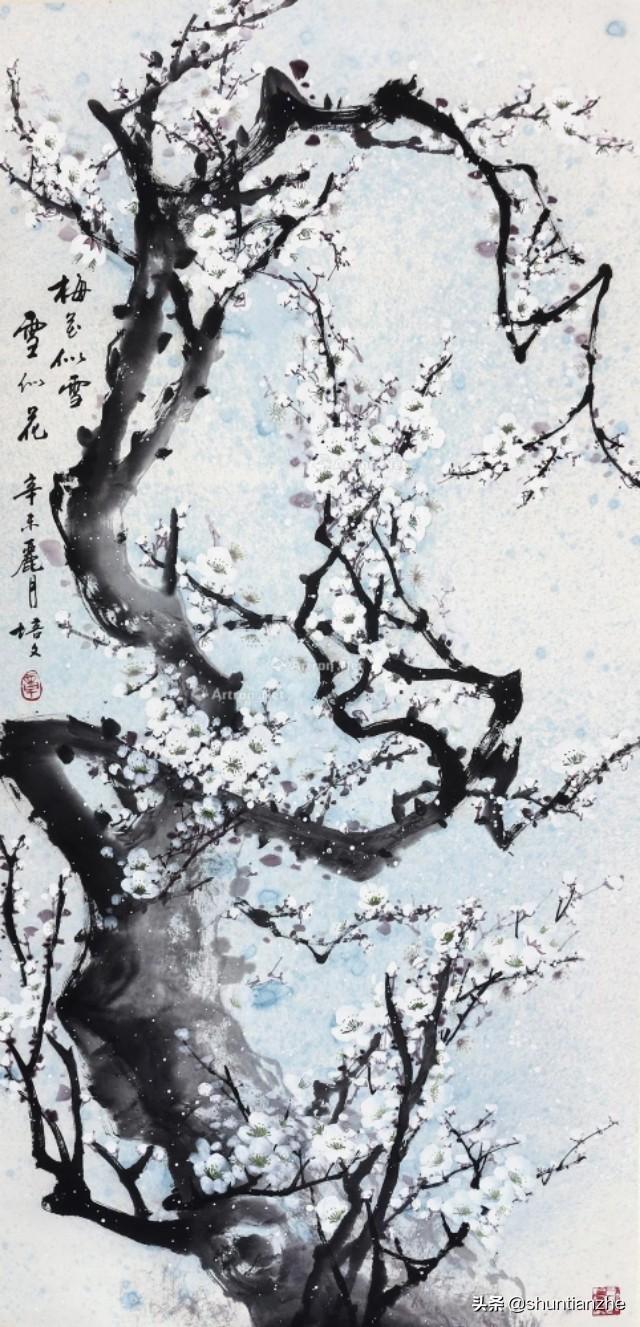 写意梅花100种画法，构图一百例，学完够用了