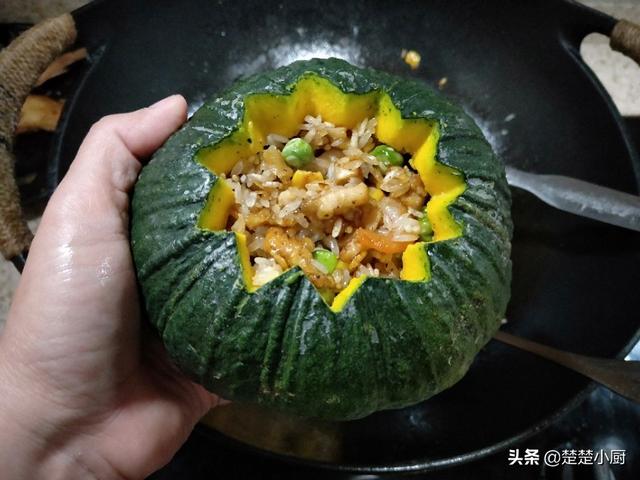 南瓜盅蒸饭做法步骤，板栗南瓜盅虾仁鸡肉丁蒸饭