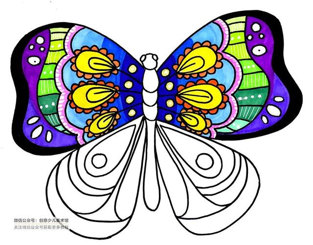 蝴蝶的画法简单又可爱,蝴蝶的画法(儿童画教程,一只美丽的蝴蝶)