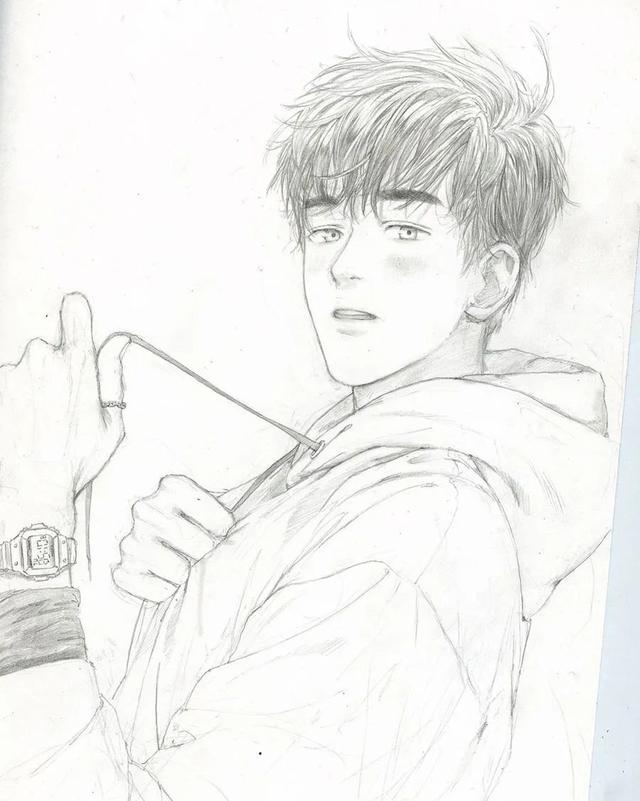 舒眉。，微信头像，舒眉。（一支铅笔画动漫美少年）