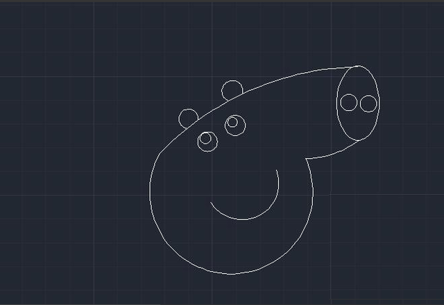 cad小猪佩奇怎么画，小猪佩奇用CAD怎么画（6个步骤掌握小猪佩奇cad画法）