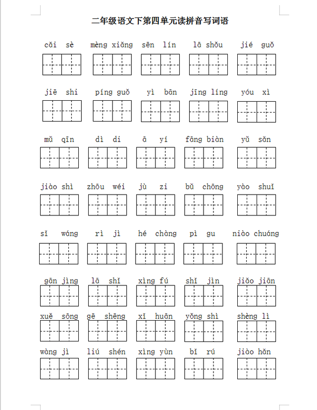 部首查字法练习，小学汉字偏旁部首（二年级语文下册期末复习二、三、四、五单元基础题梳理）