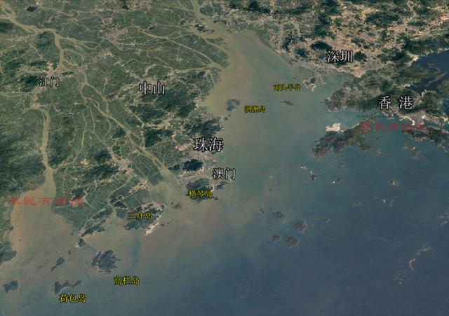 珠江三角洲地图，珠江三角洲在哪（珠江三角洲近35年扩张示意图）